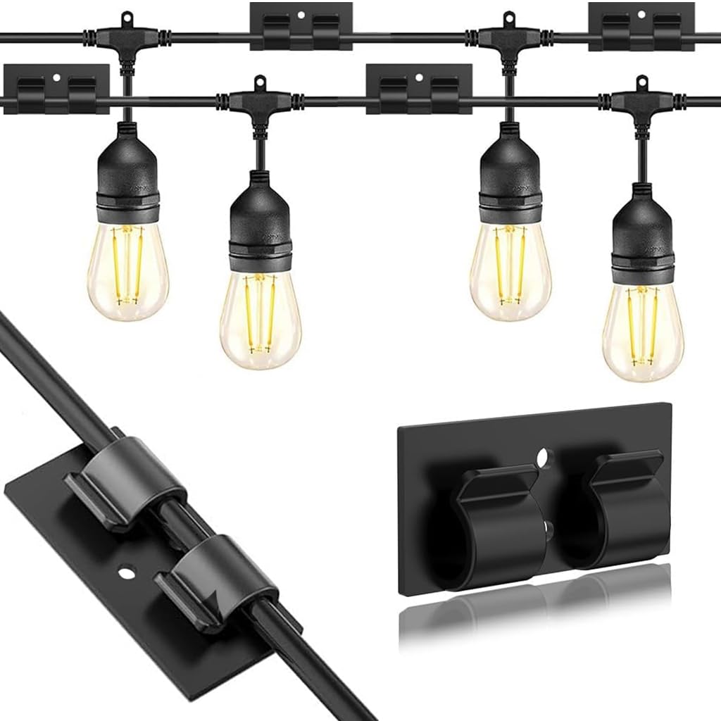 HASTHIP 25pcs Cable Organizer Wall Wire Holder Self Adhesive Cable Organizer Plastic Cable Clip for Christmas Light, Light String, Hanging Light, Wall Light String, Black HASTHIP 25pcs Cable Organizer Wall Wire Holder Self Adhesive Cable Organizer Plastic Cable Clip for Christmas Light, Light String, Hanging Light, Wall Light String, Black